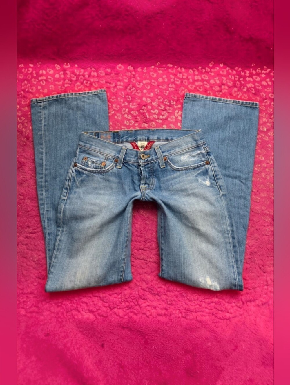 2000s Lucky Brand lowrise bootcut jeans with distressed details  Size 00